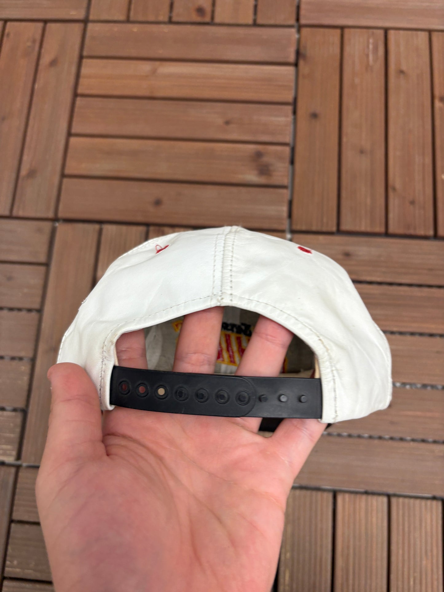 Kansas City Chiefs Football Graphic Hat | Snap Back | Vintage 2000s NFL Football White Leather Cap |