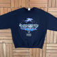 Wolves Leader Of The Pack Bancroft, ON Graphic Crewneck | Size X-Large | Vintage 2000s Tourist Promotional Blue Sweater |
