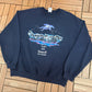 Wolves Leader Of The Pack Bancroft, ON Graphic Crewneck | Size X-Large | Vintage 2000s Tourist Promotional Blue Sweater |