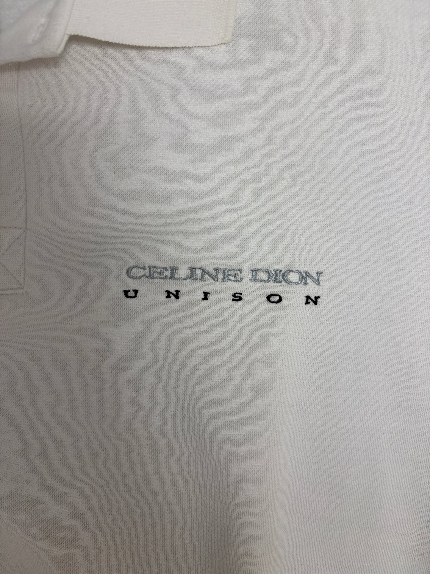 Celine Dion Unison Embroidered Graphic Sweater | Size XX-Large | Vintage 1990s Promotional White Sweater |