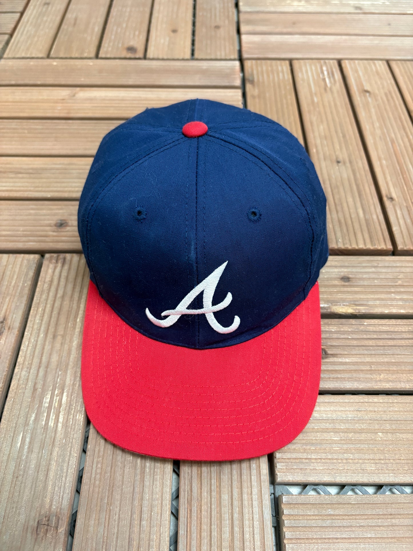 Atlanta Braves Embroidered Hat | Snap Back | Vintage 2000s MLB Baseball Blue Cap |