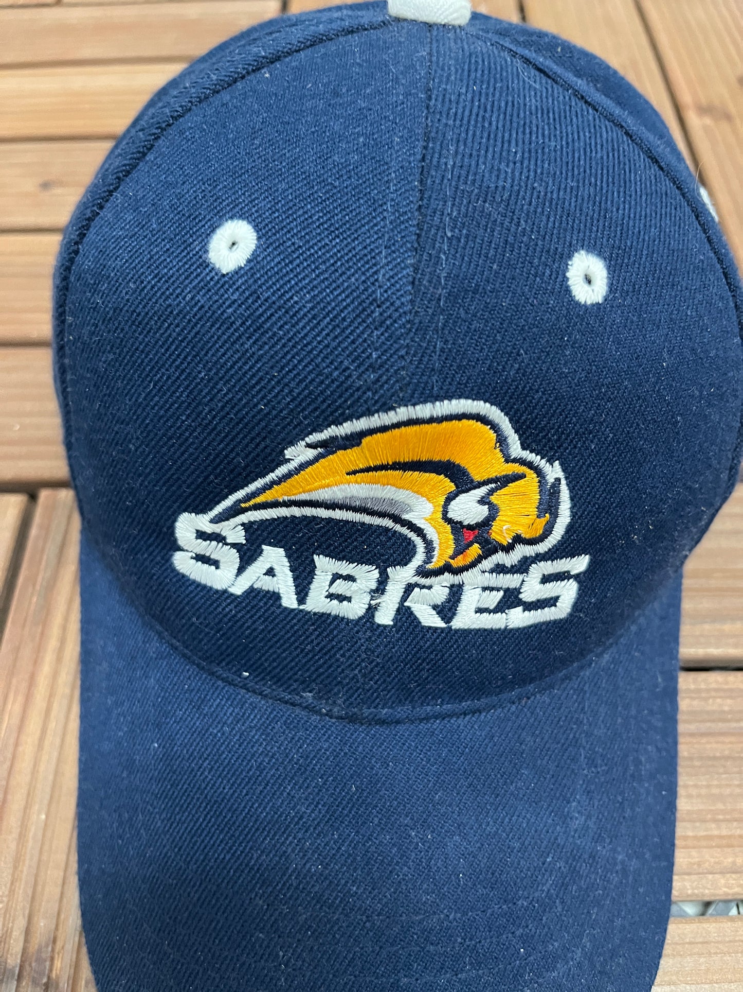 Buffalo Sabres Embroidered Graphic Hat | Strap Back | Vintage 2000s NHL Hockey Blue Cap |