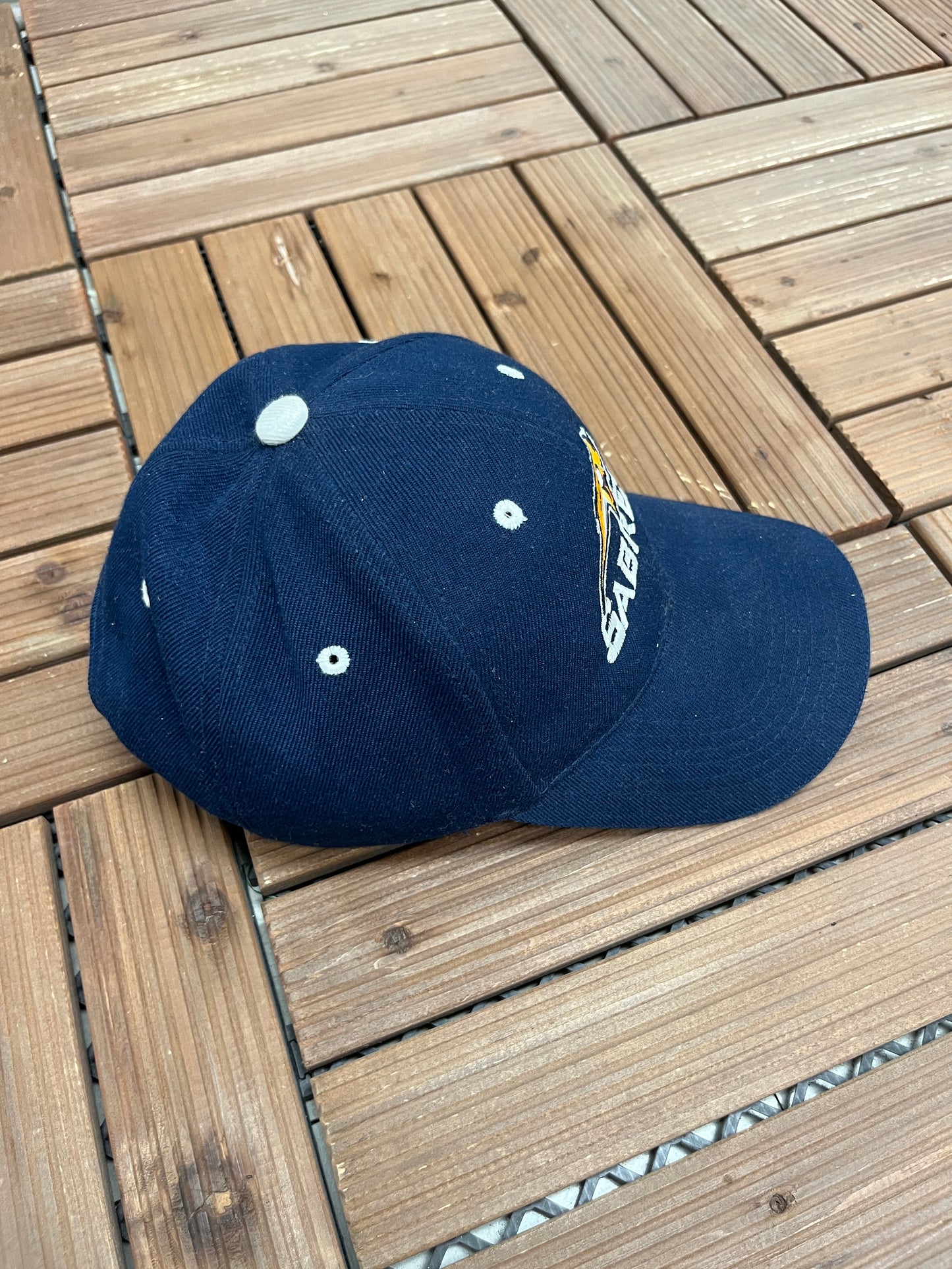 Buffalo Sabres Embroidered Graphic Hat | Strap Back | Vintage 2000s NHL Hockey Blue Cap |