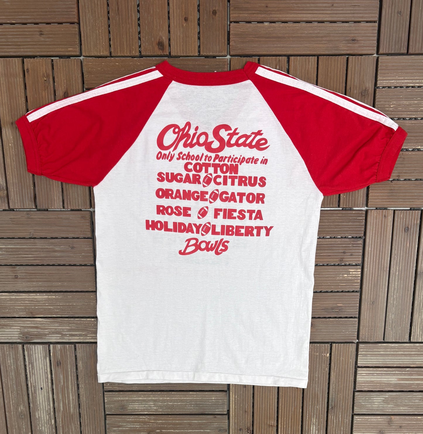 Ohio State Buckeyes vs. Texas A&M Aggies Cotton Bowl '87 Graphic Tee | Size Large | Vintage 1980s College White T-Shirt |