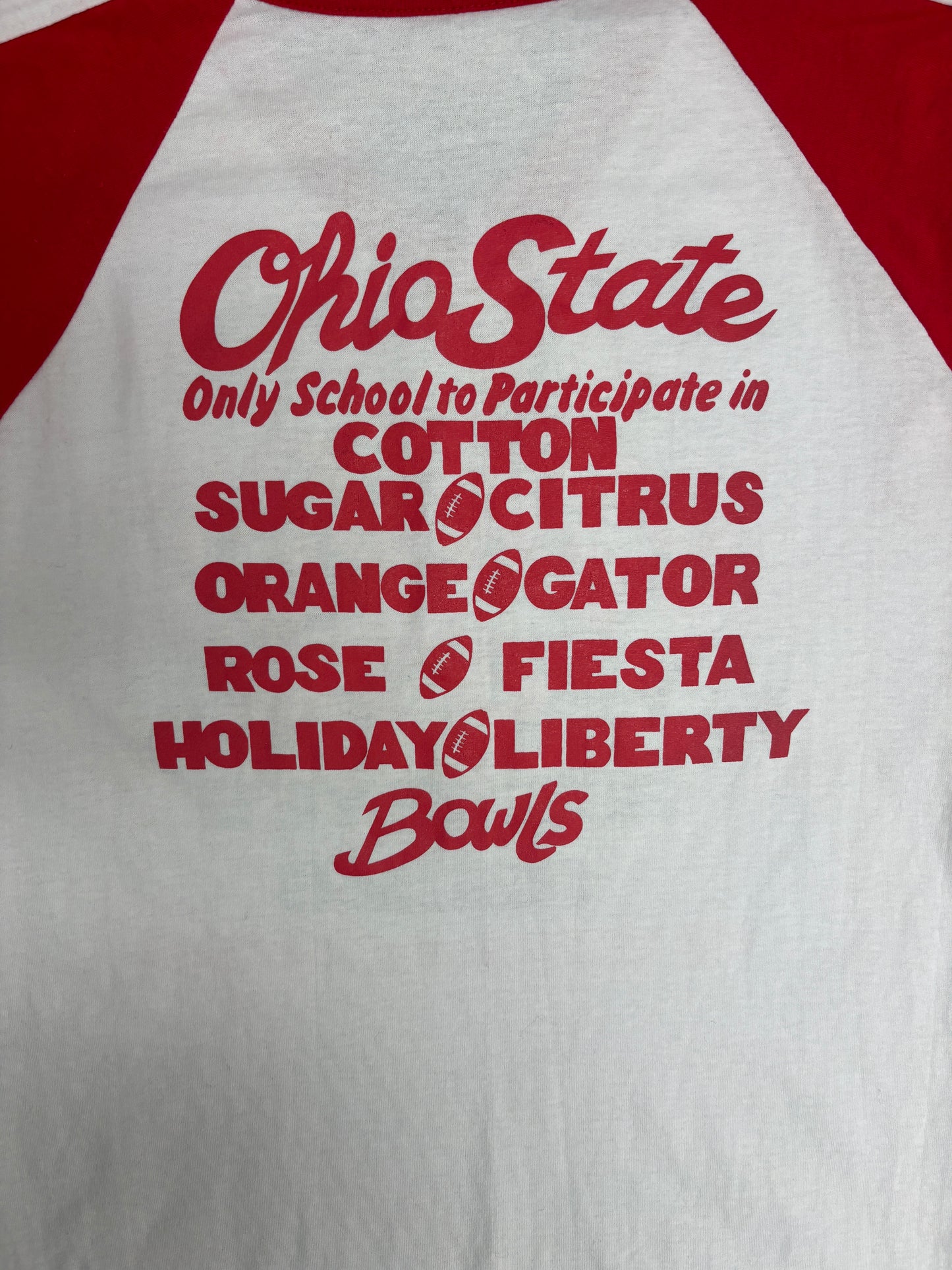 Ohio State Buckeyes vs. Texas A&M Aggies Cotton Bowl '87 Graphic Tee | Size Large | Vintage 1980s College White T-Shirt |
