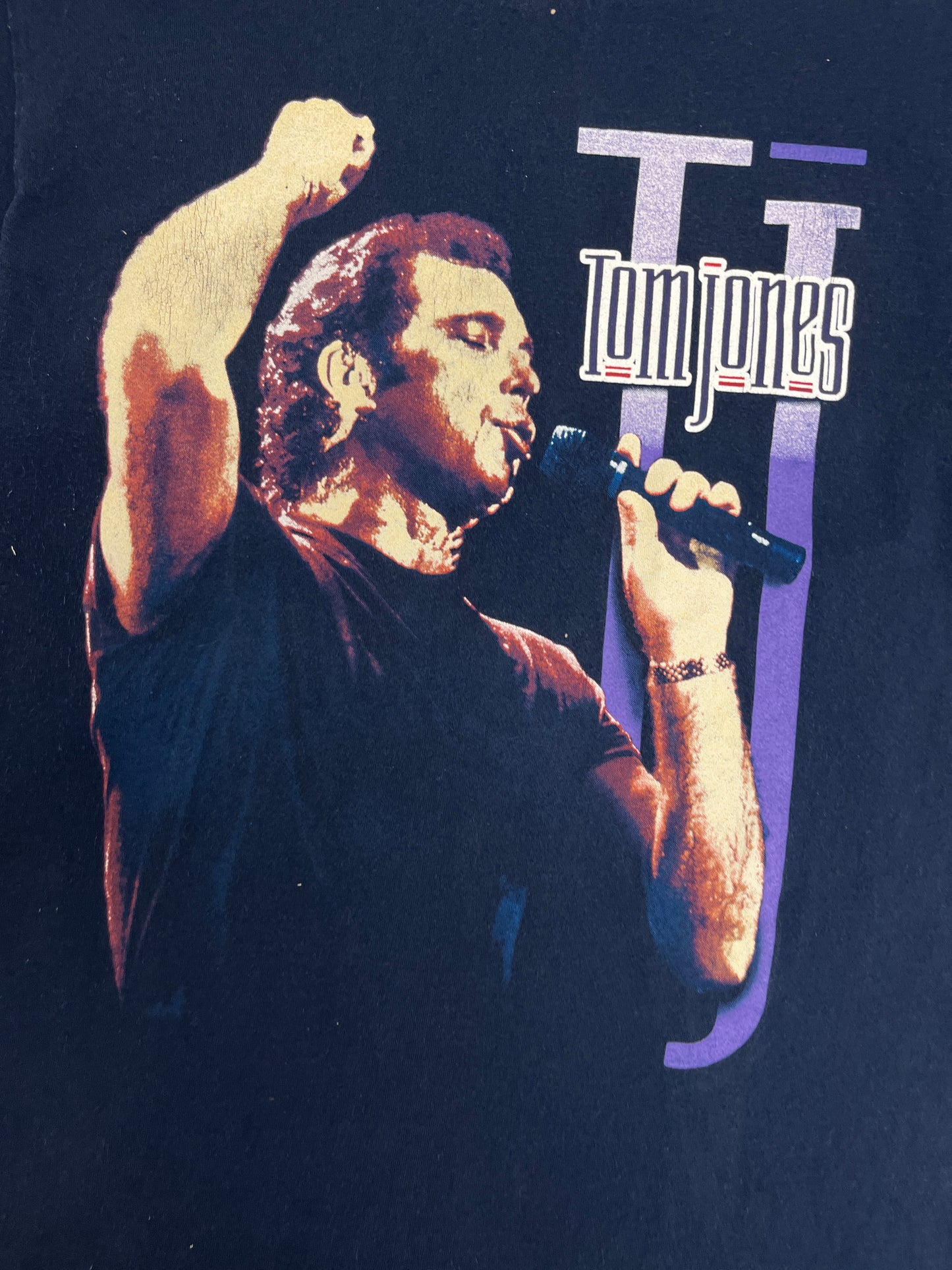 Tom Jones It's Unusual Graphic Tee | Size Medium | Vintage 2000s Music Promotional Blue T-Shirt |