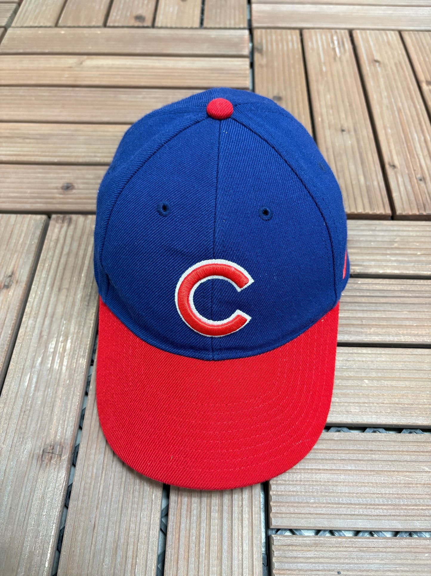Chicago Cubs Nike Embroidered Graphic Hat | Strap Back | Vintage 2000s MLB Baseball Blue Cap |
