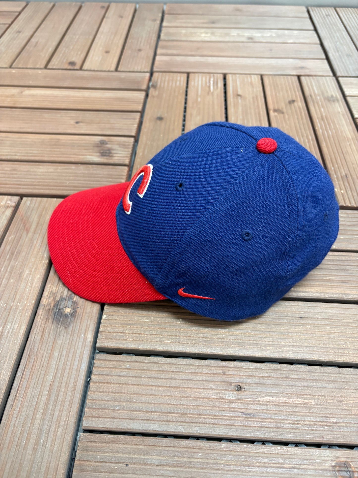 Chicago Cubs Nike Embroidered Graphic Hat | Strap Back | Vintage 2000s MLB Baseball Blue Cap |