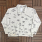 Fish All Over Graphic Sweater | Size X-Large | Vintage 1990s Promotional White Zip Up |