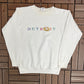 Detroit Spell Out Embroidered Graphic Crewneck | Size Medium | Vintage 1990s Made in USA White Sweater |