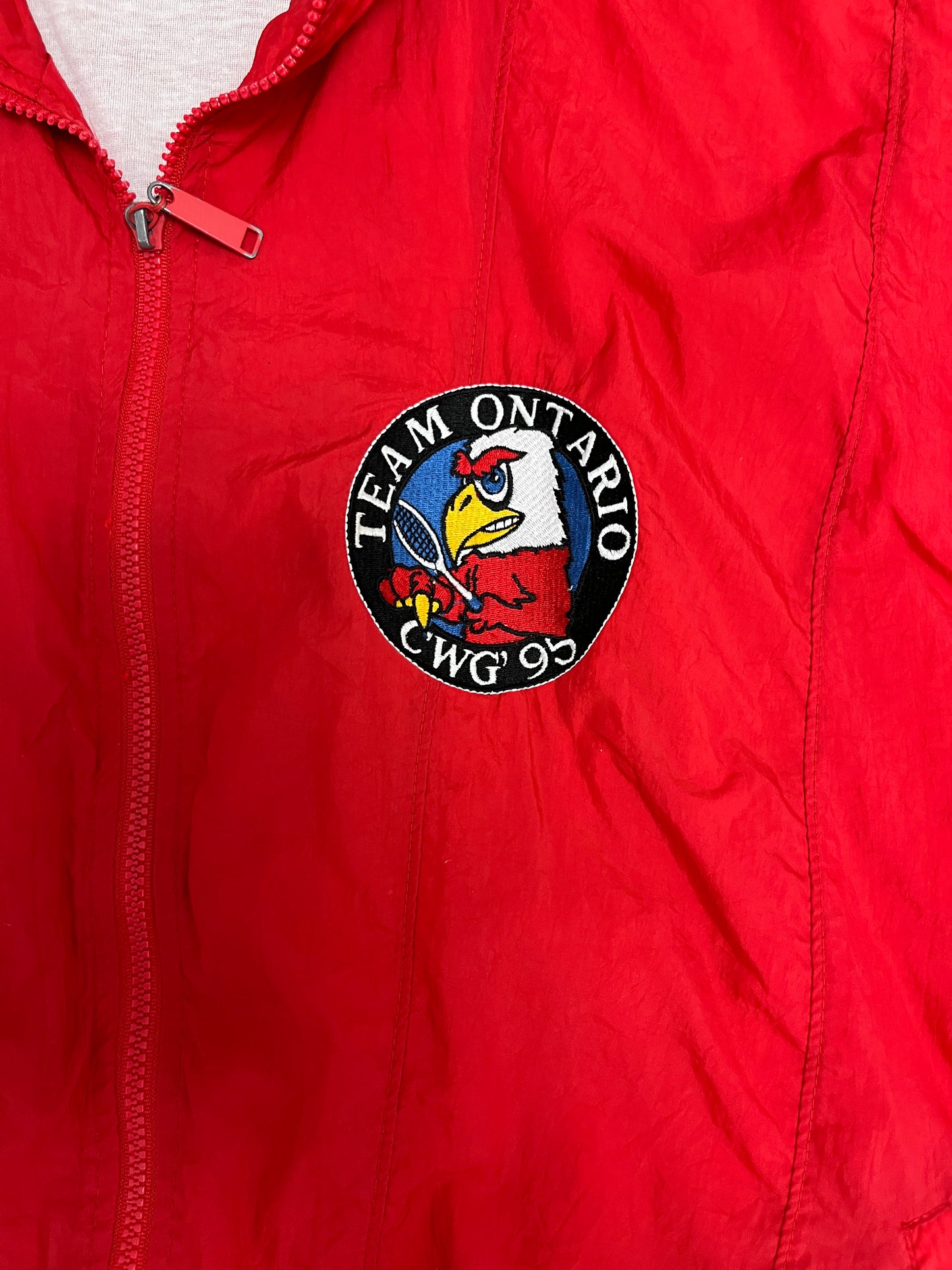 Canada Winter Games Team Ontario Windbreaker Jacket | Size Medium | Vintage 1990s Tennis Red Jacket |