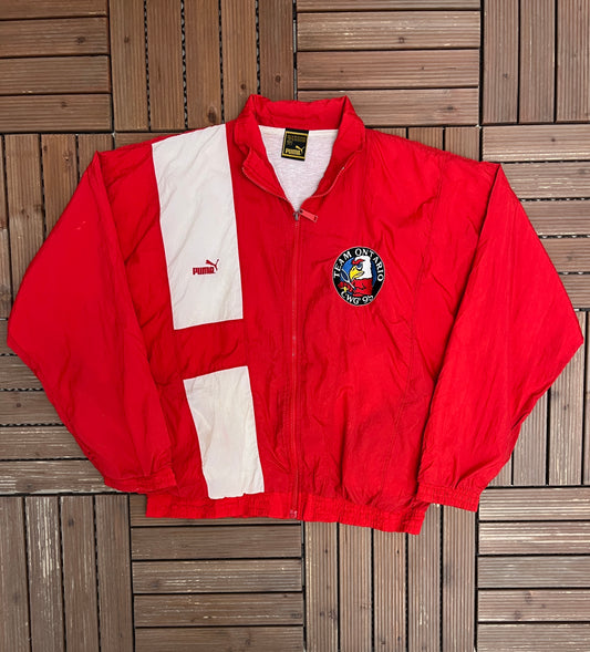 Canada Winter Games Team Ontario Windbreaker Jacket | Size Medium | Vintage 1990s Tennis Red Jacket |