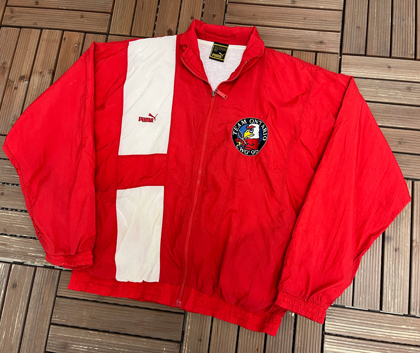 Canada Winter Games Team Ontario Windbreaker Jacket | Size Medium | Vintage 1990s Tennis Red Jacket |