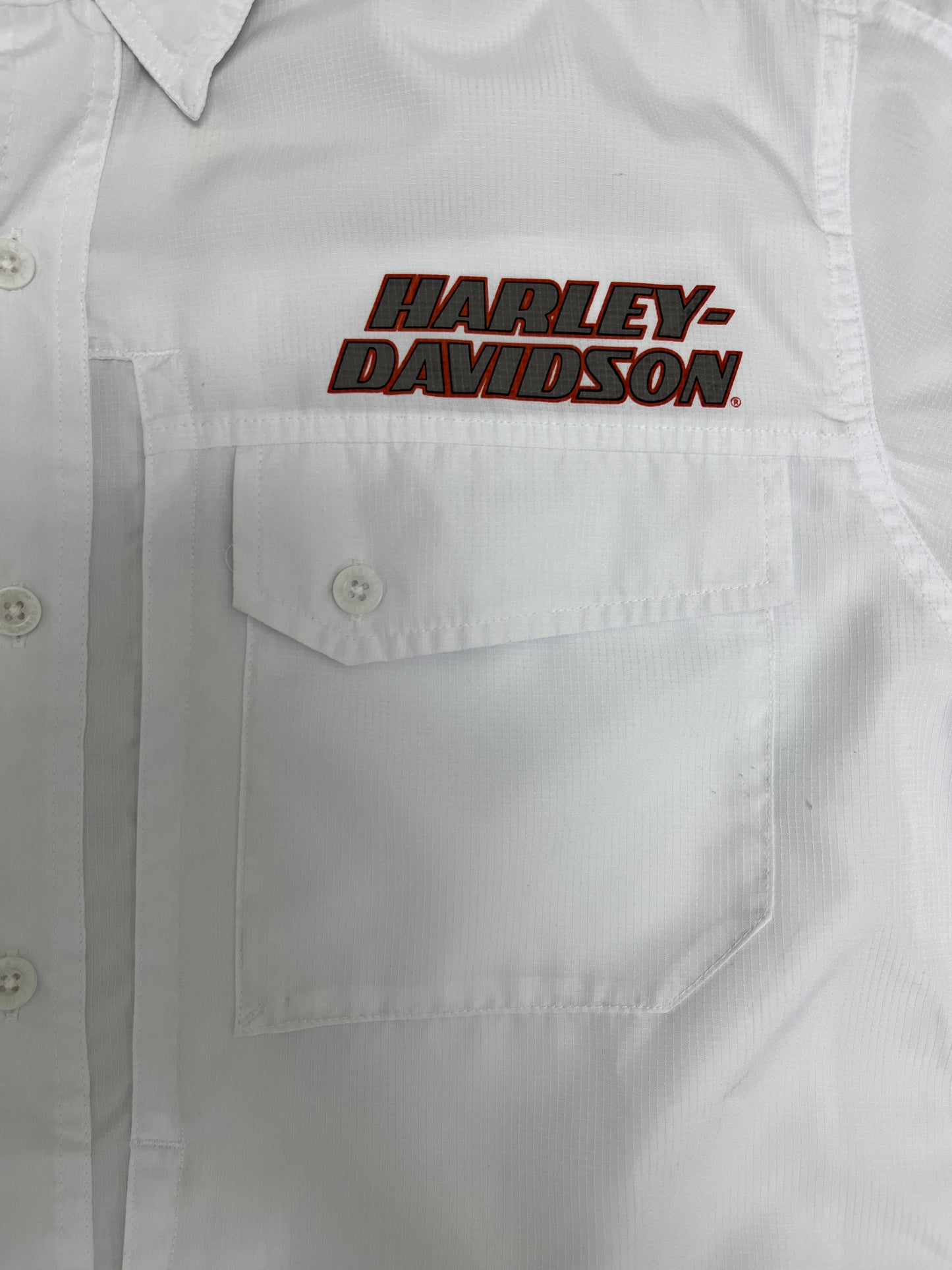 Harley Davidson Racing Graphic Tee | Size X-Large | Vintage 1990s Button Down White Shirt |