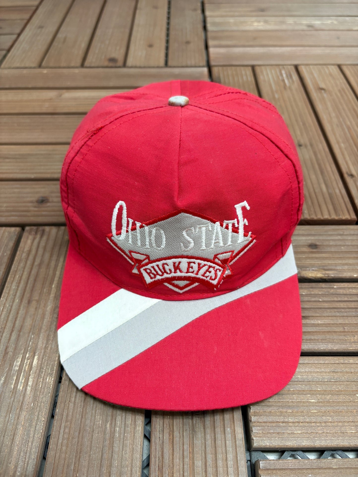Ohio State Buckeyes Embroidered Graphic Hat | Snap Back | Vintage 1990s College Sports Red Cap |