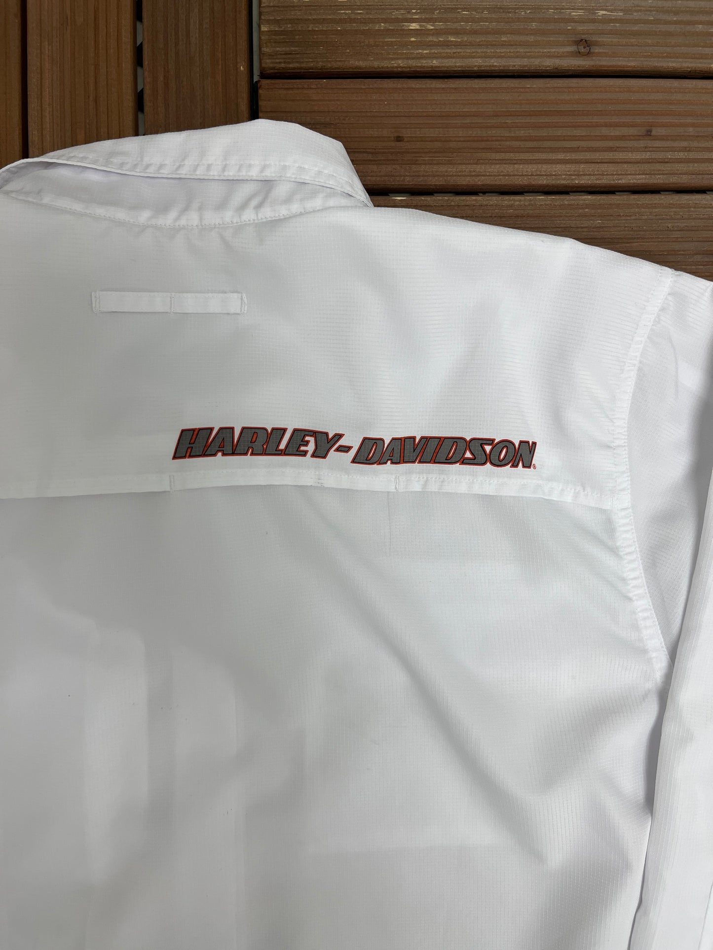 Harley Davidson Racing Graphic Tee | Size X-Large | Vintage 1990s Button Down White Shirt |