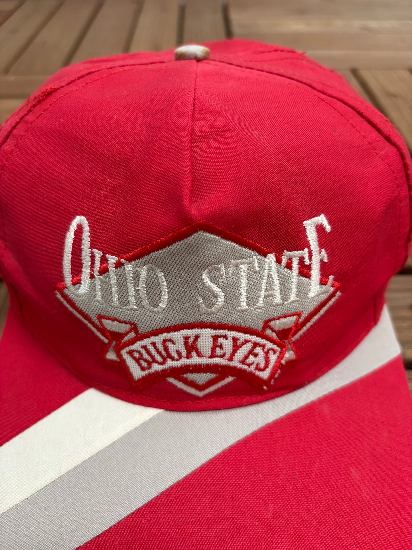 Ohio State Buckeyes Embroidered Graphic Hat | Snap Back | Vintage 1990s College Sports Red Cap |