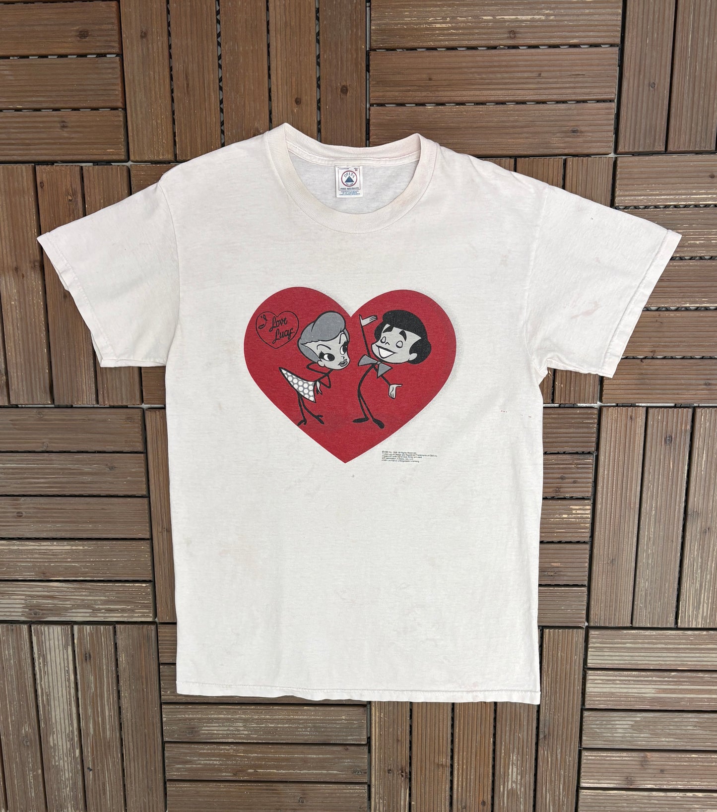 I Love Lucy Graphic Tee | Size Medium | Vintage 1990s Promotional White T-Shirt |