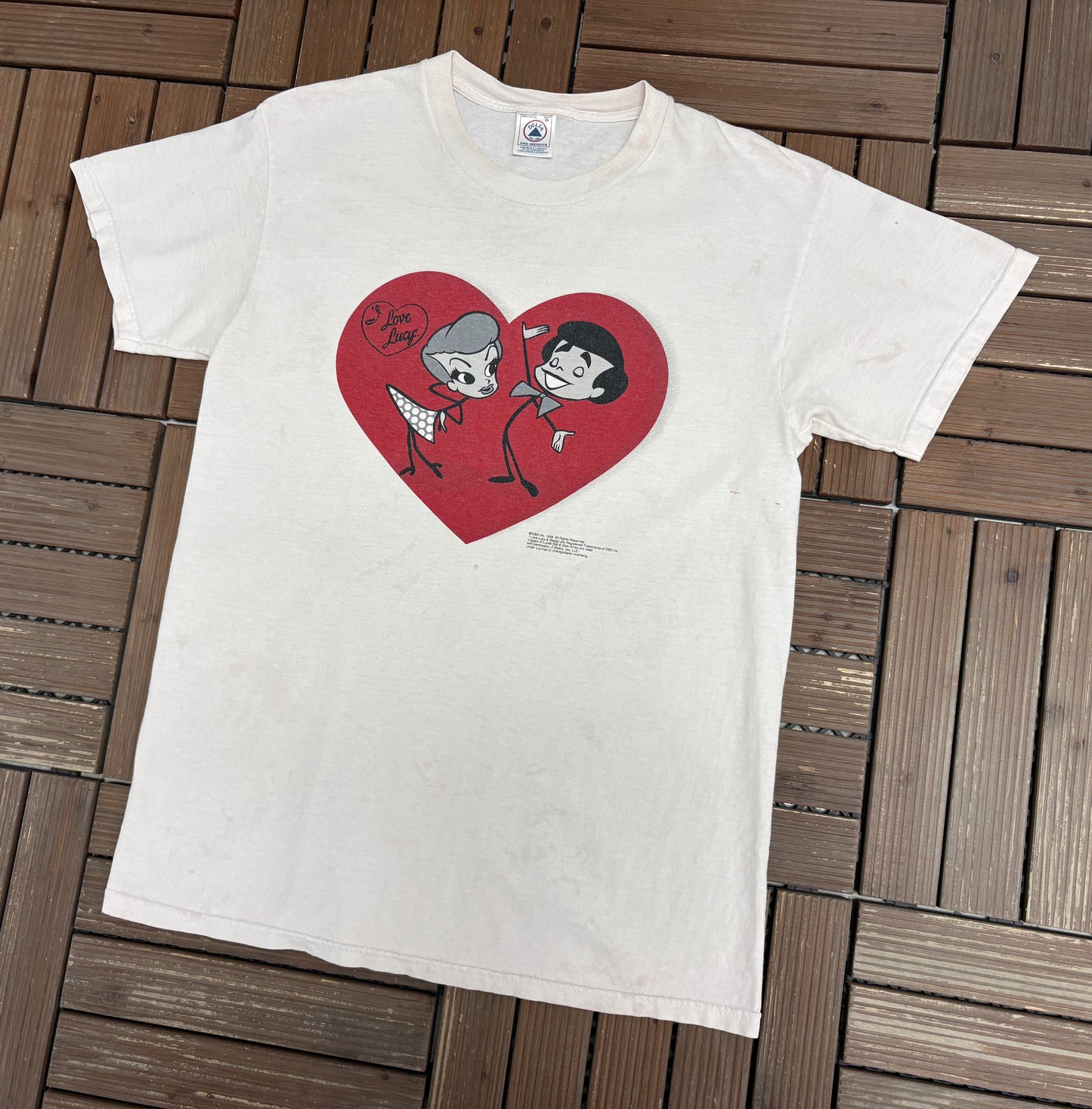 I Love Lucy Graphic Tee | Size Medium | Vintage 1990s Promotional White T-Shirt |
