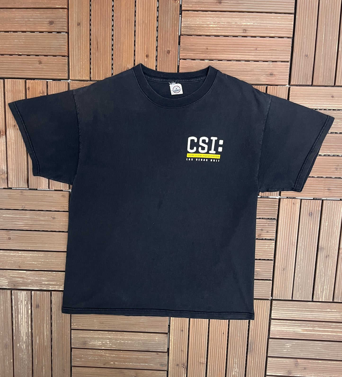 CSI Crime Scene Investigation Las Vegas Graphic Tee | Size Large | Vintage 2000s Promotional Black T-Shirt |