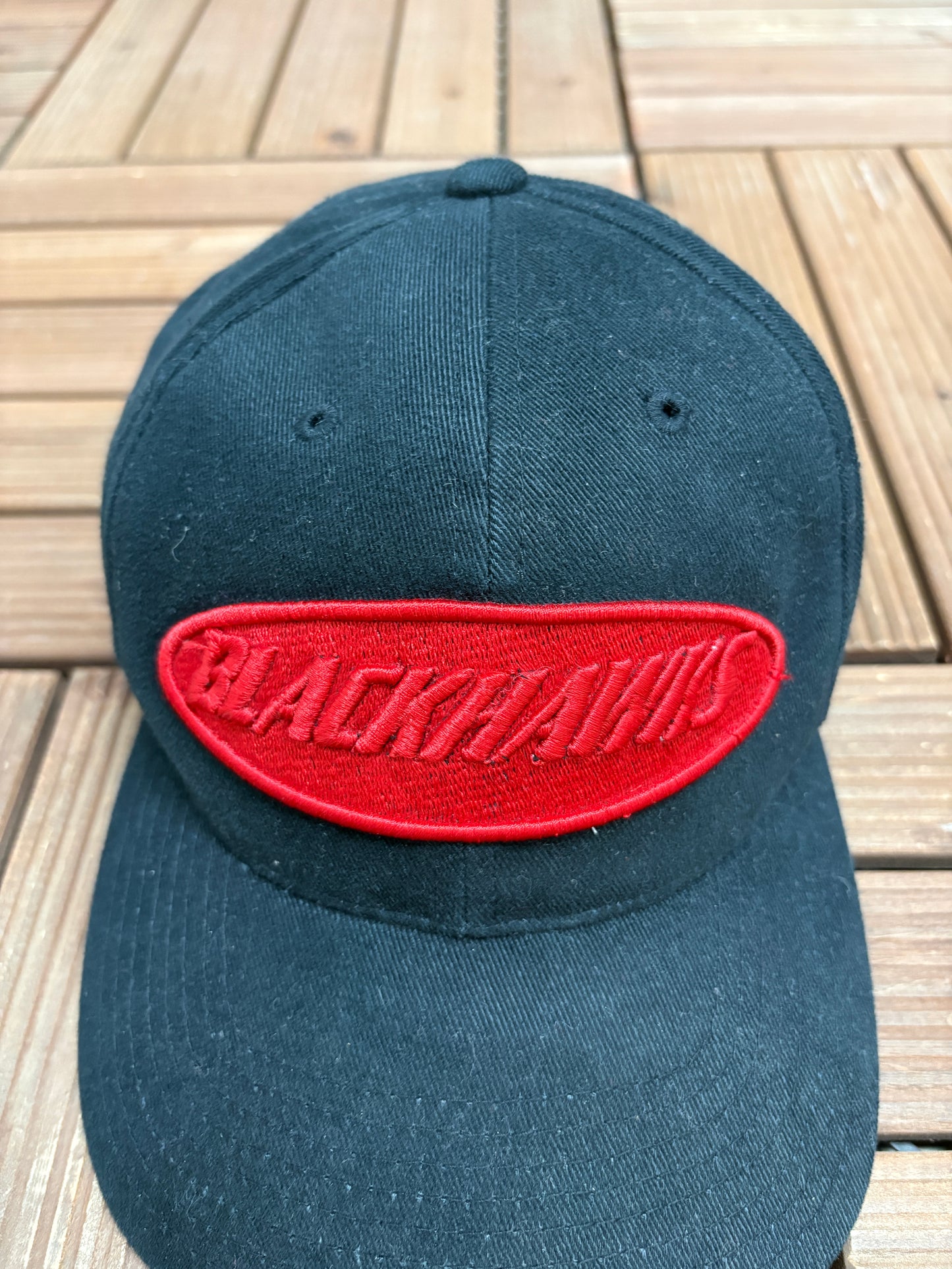 Chicago Blackhawks Graphic Hat | Snap Back | Vintage 1990s NHL Hockey Black Cap |