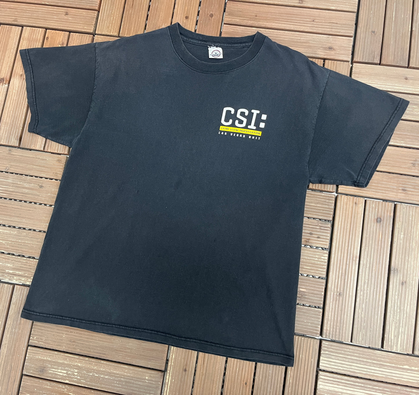 CSI Crime Scene Investigation Las Vegas Graphic Tee | Size Large | Vintage 2000s Promotional Black T-Shirt |