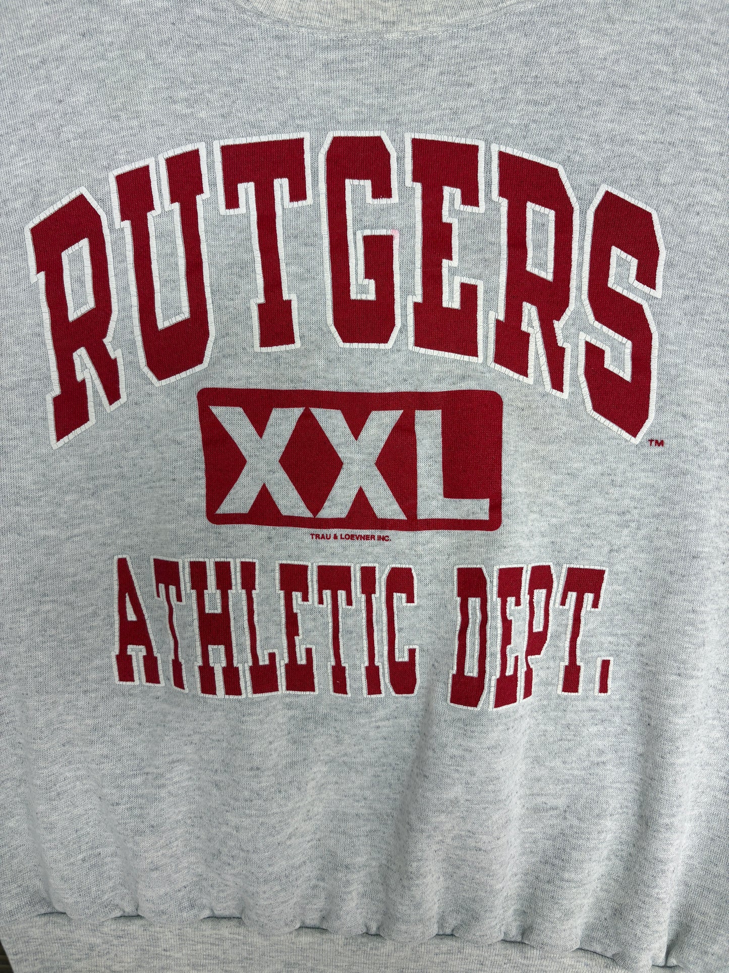 Rutgers Scarlet Knights Athletic Dept. Graphic Crewneck | Size Medium | Vintage 1990s College Grey Sweater |