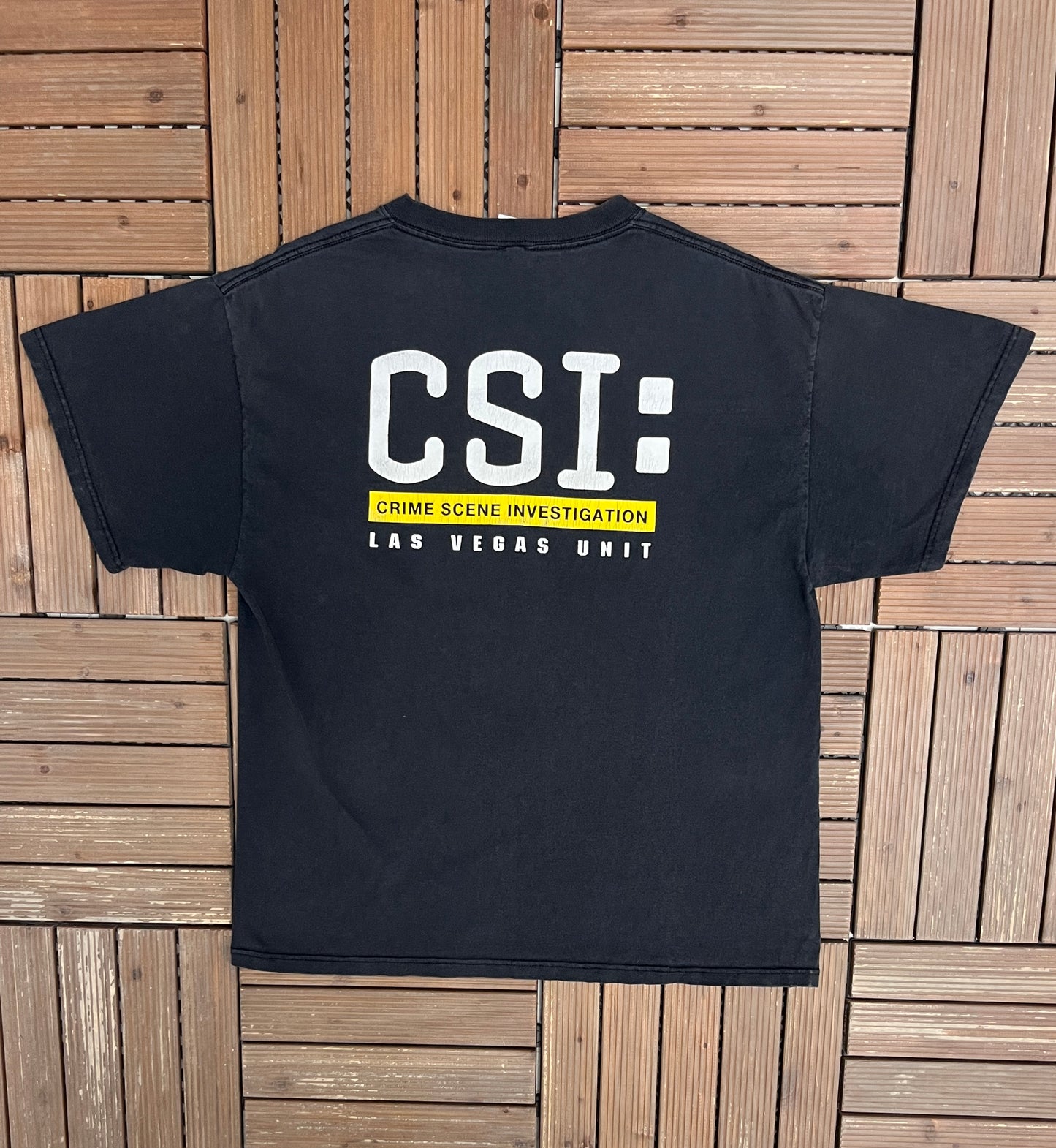 CSI Crime Scene Investigation Las Vegas Graphic Tee | Size Large | Vintage 2000s Promotional Black T-Shirt |