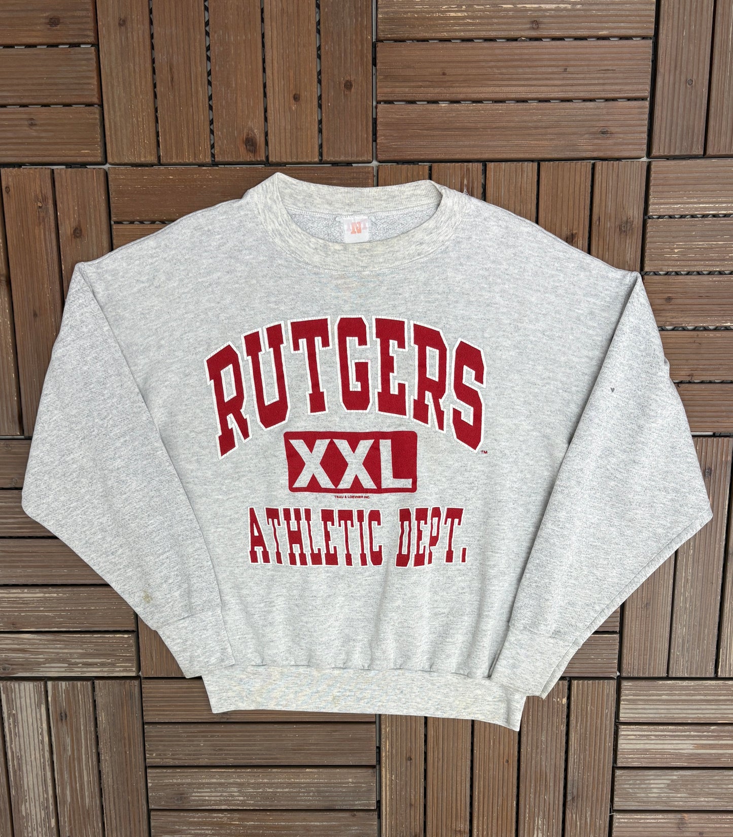 Rutgers Scarlet Knights Athletic Dept. Graphic Crewneck | Size Medium | Vintage 1990s College Grey Sweater |