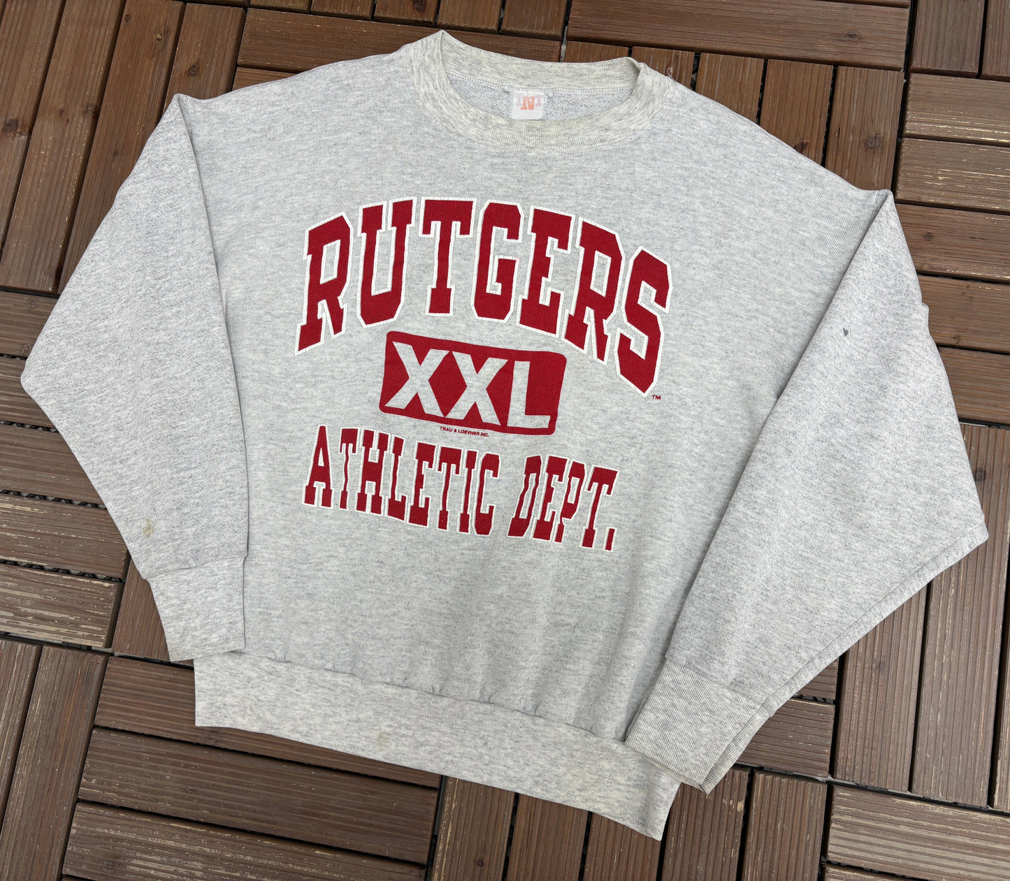 Rutgers Scarlet Knights Athletic Dept. Graphic Crewneck | Size Medium | Vintage 1990s College Grey Sweater |