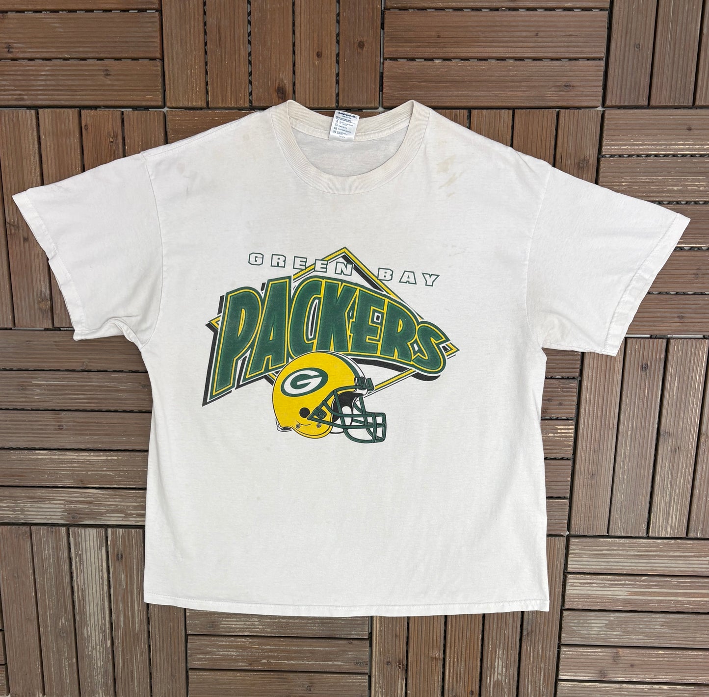 Green Bay Packers Graphic Tee | Size X-Large | Vintage 1990s NFL Football White T-Shirt |