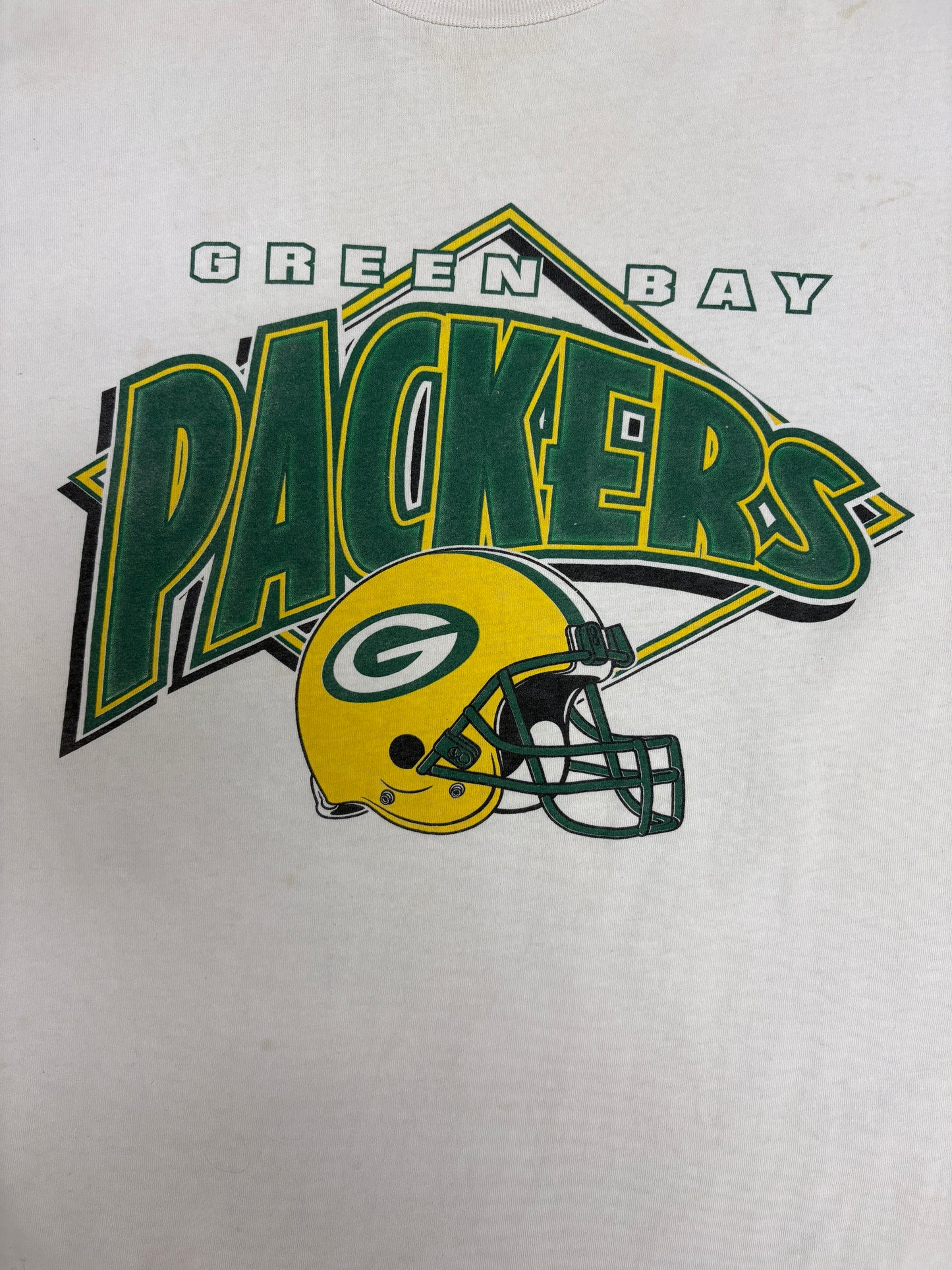 Green Bay Packers Graphic Tee | Size X-Large | Vintage 1990s NFL Football White T-Shirt |