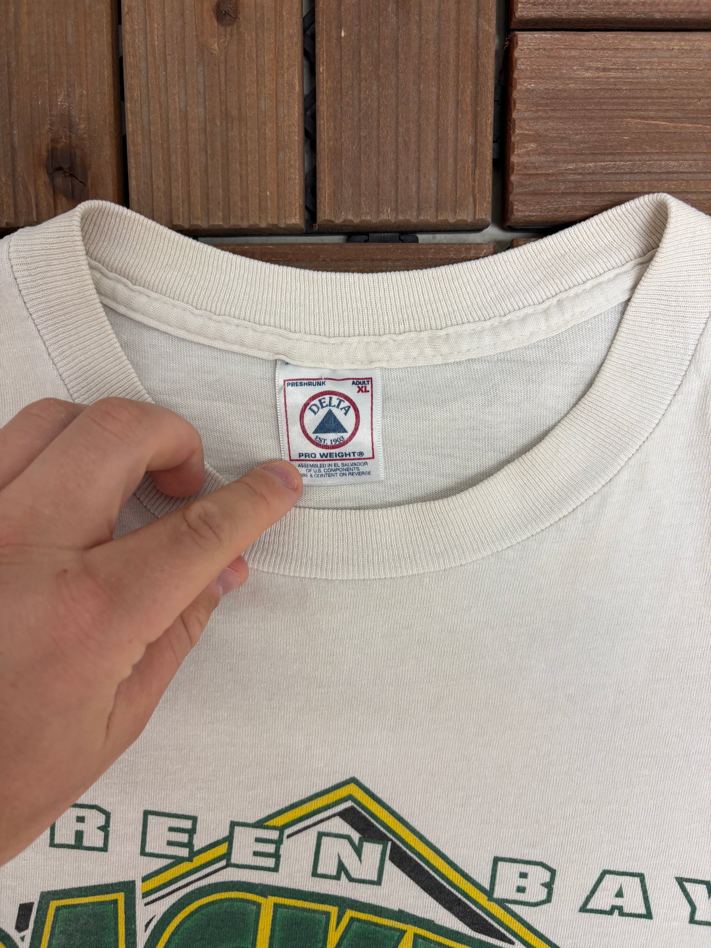 Green Bay Packers Graphic Tee | Size X-Large | Vintage 1990s NFL Football White T-Shirt |