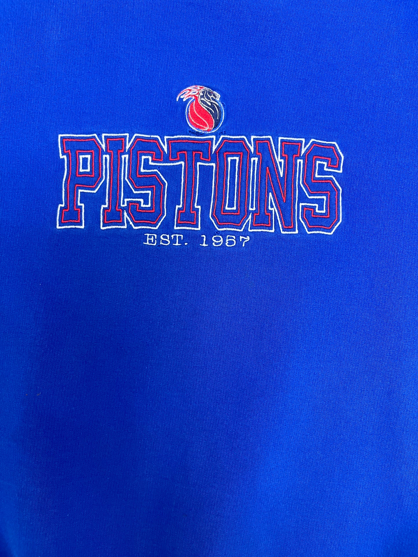 Detroit Pistons Embroidered Graphic Crewneck | Size XX-Large | Vintage 2000s NBA Basketball Blue Sweater |