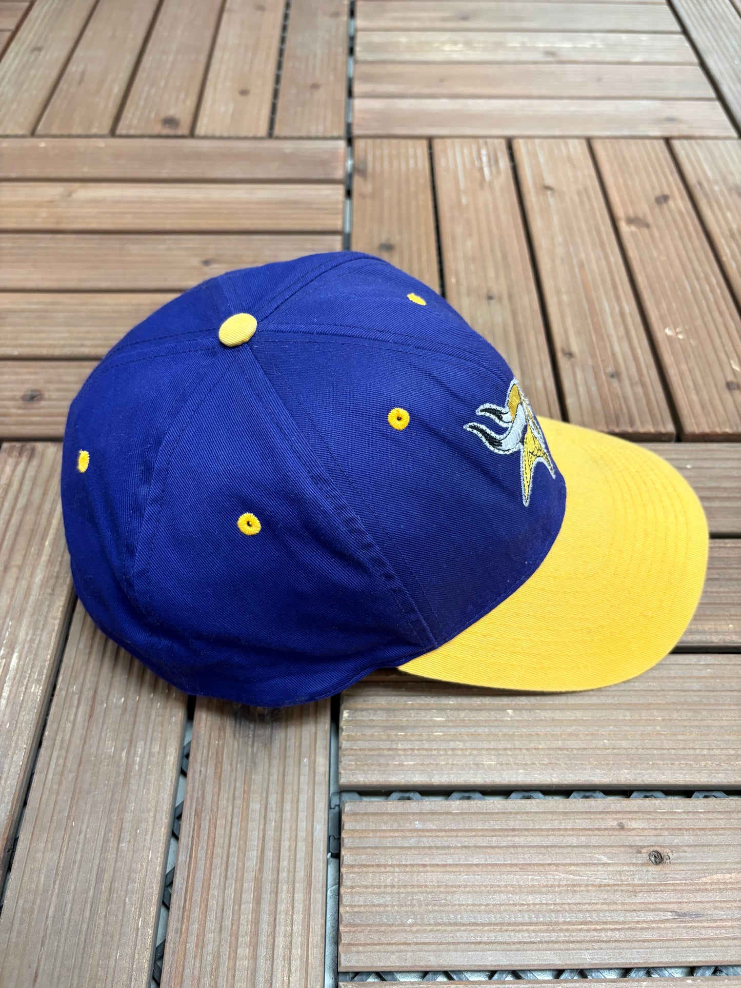 Minnesota Vikings Graphic Hat | Snap Back | Vintage 1990s NFL Football Purple Cap |