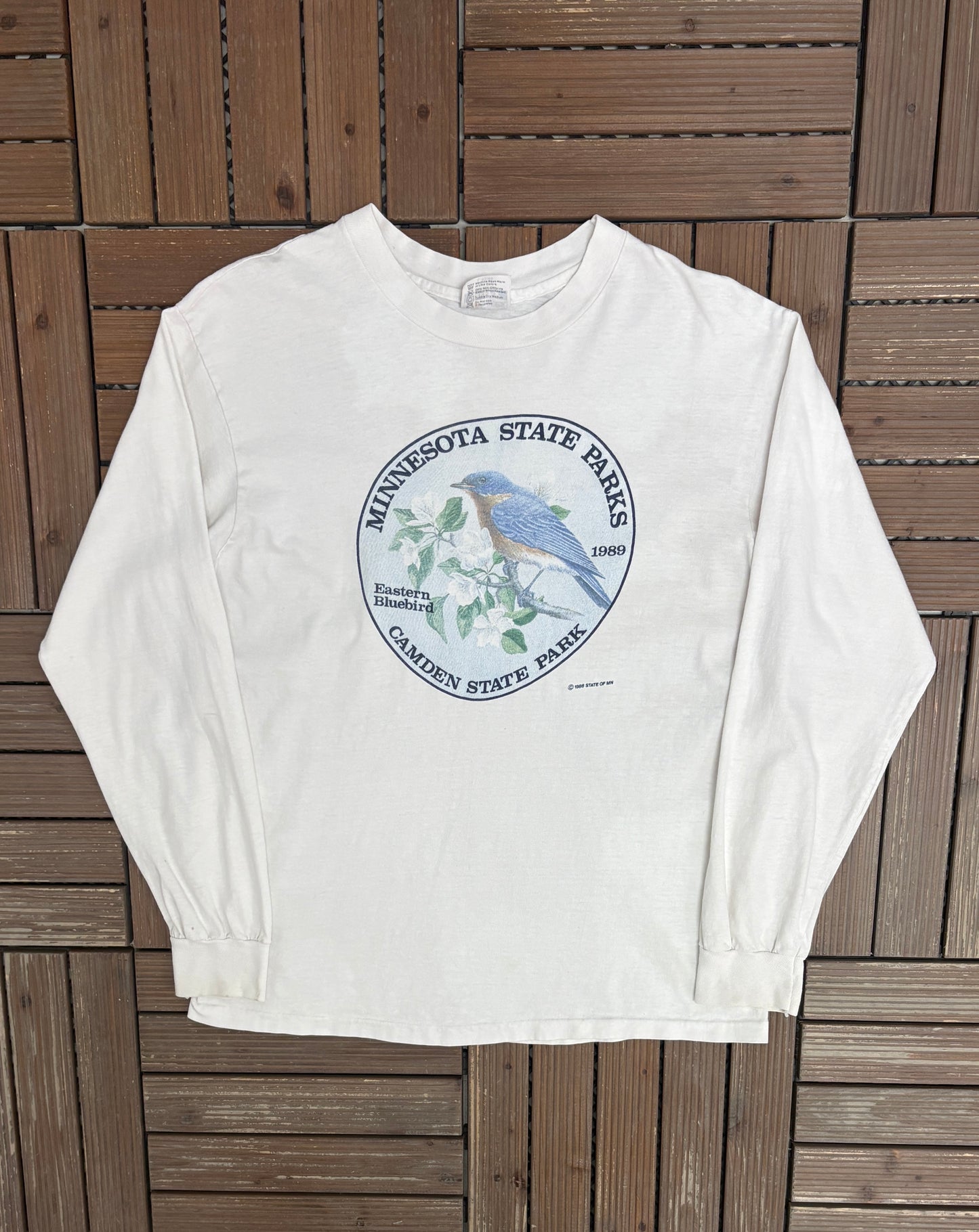 Minnesota Camden State Park Graphic Tee | Size Large | Vintage 1980s Tourist White Long Sleeve |