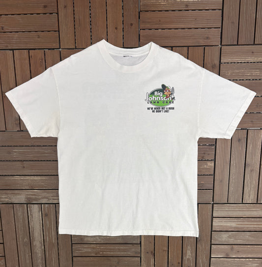 Big Johnson Lawn Care Graphic Tee | Size XX-Large | Vintage 1990s Promotional White T-Shirt |