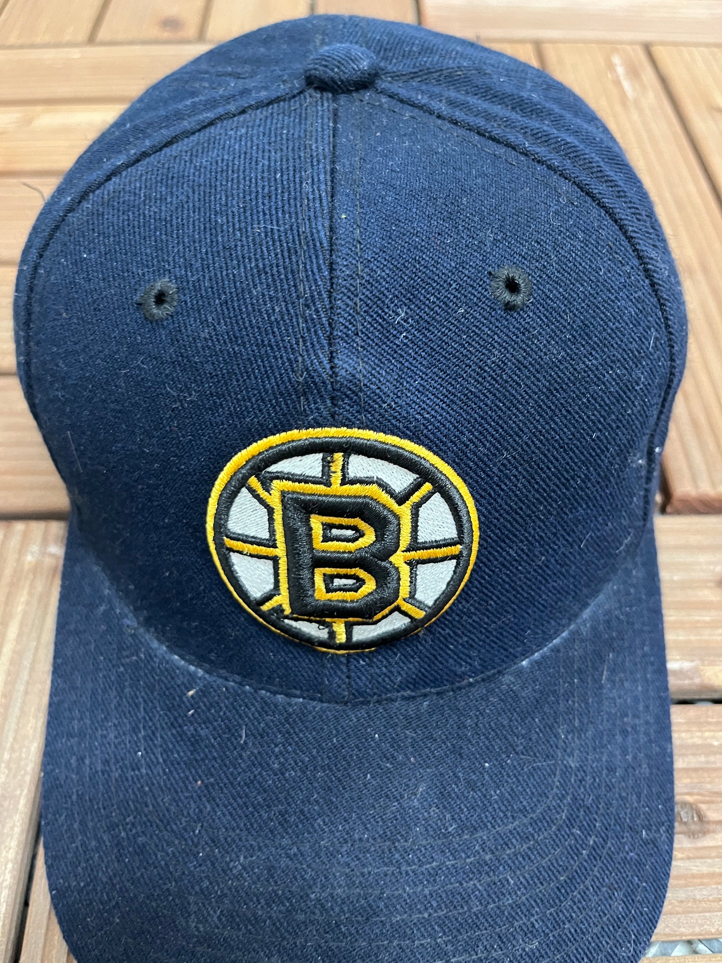 Boston Bruins Embroidered Graphic Hat | Snap Back | Vintage 2000s Sports Specialties NHL Hockey Blue Cap |