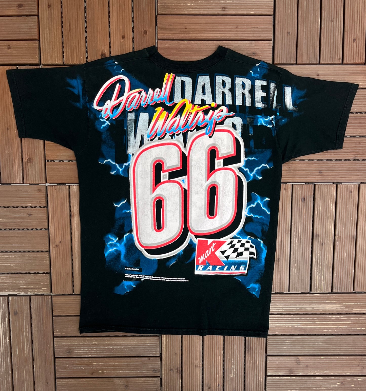 Darrell Waltrip Sunday Special Graphic Tee | Size Large | Vintage 1990s All Over Print NASCAR Racing T-Shirt |