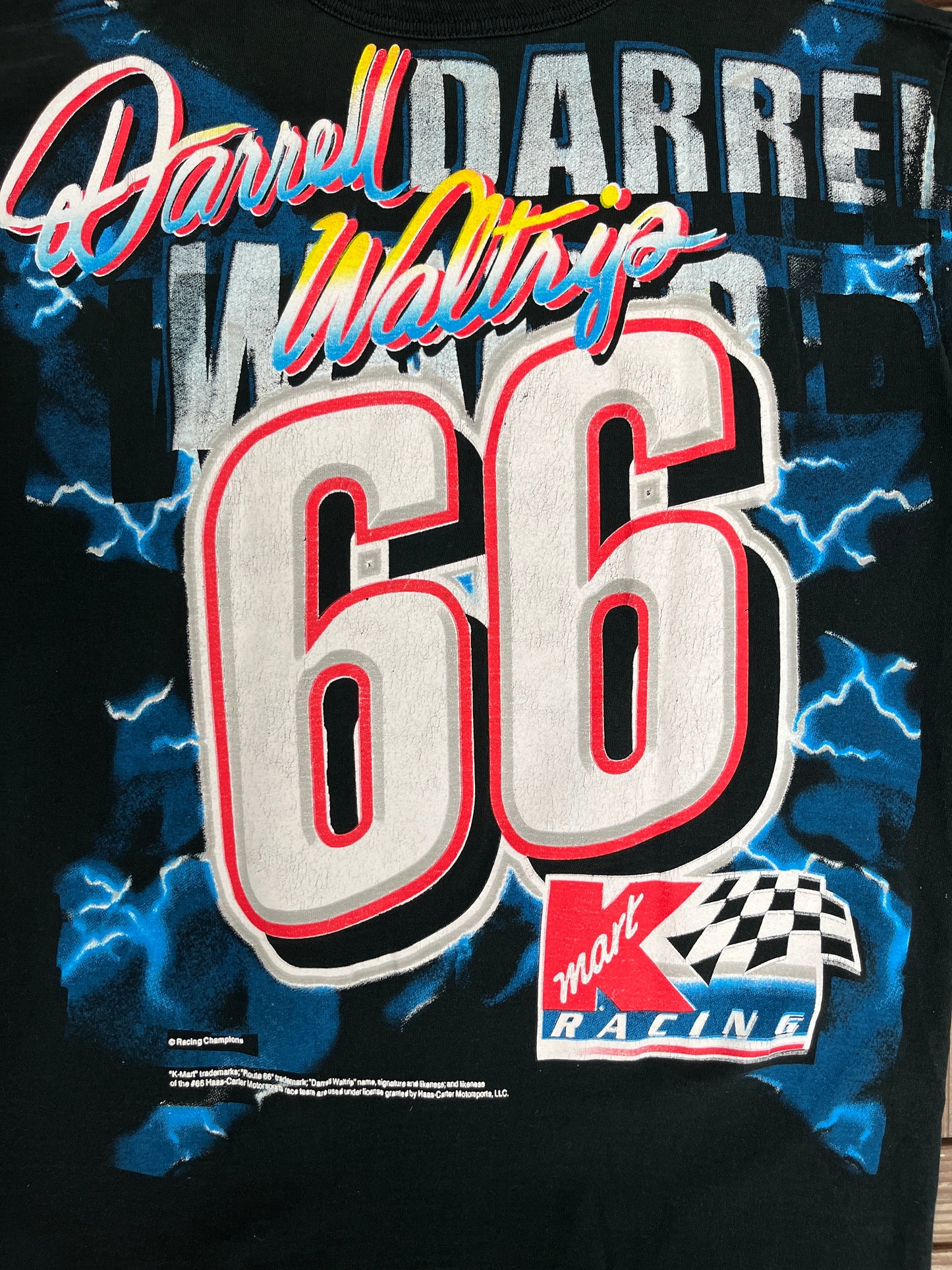 Darrell Waltrip Sunday Special Graphic Tee | Size Large | Vintage 1990s All Over Print NASCAR Racing T-Shirt |