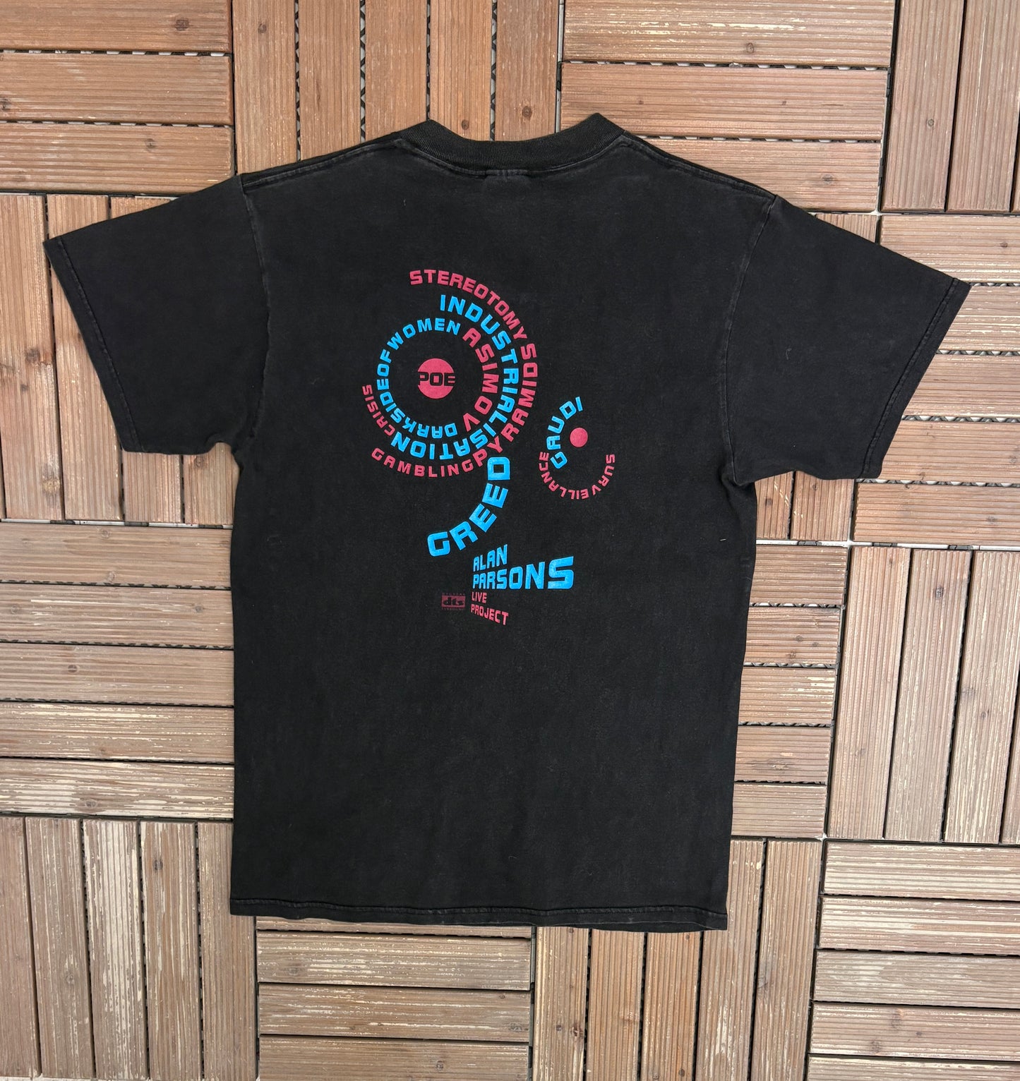 Alan Parsons Live Project Graphic Tee | Size Large | Vintage 1990s Rock Black T-Shirt |