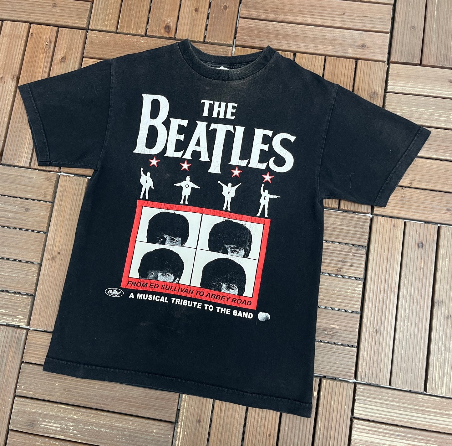 The Beatles A Musical Tribute To The Band Graphic Tee | Size Medium | Vintage 2000s Rock Band Music Black T-Shirt |