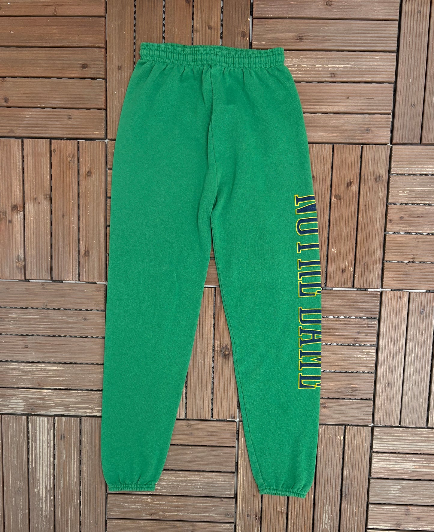Notre Dame Fighting Irish Graphic Sweat Pants | Size Small | Vintage 1990s College Football Green Sweat Pants |