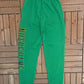 Notre Dame Fighting Irish Graphic Sweat Pants | Size Small | Vintage 1990s College Football Green Sweat Pants |
