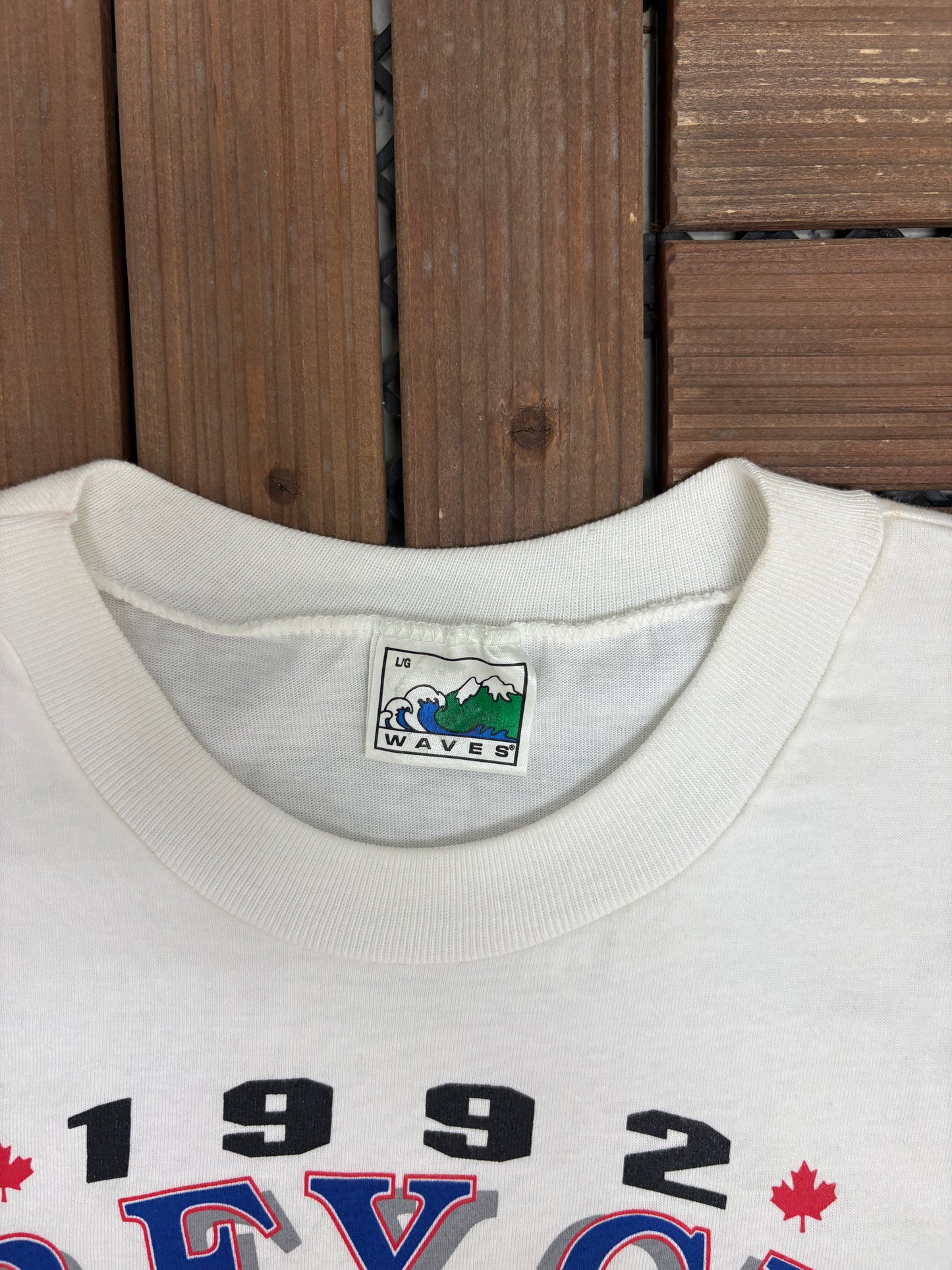 Calgary Stampeders Grey Cup Champions 1992 Graphic Tee | Size Large | Vintage 1990s CFL Football White T-Shirt |