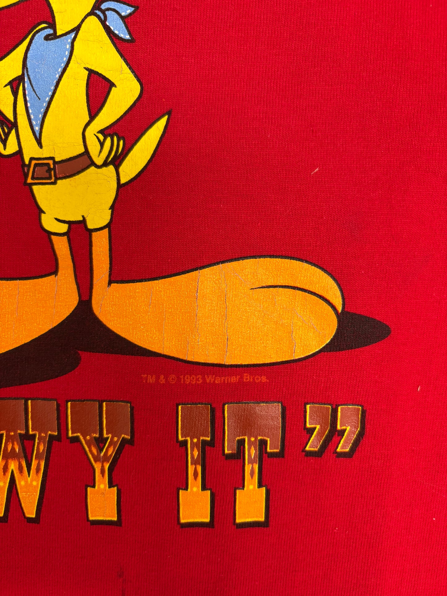 Tweety Bird Twy It! Graphic Tee | Size Medium | Vintage 1990s Cartoon Red T-Shirt |