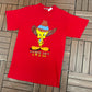 Tweety Bird Twy It! Graphic Tee | Size Medium | Vintage 1990s Cartoon Red T-Shirt |