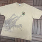 Zebra & Giraffe Big Print Graphic Tee | Size XX-Large | Vintage 1990s Animal Beige T-Shirt |