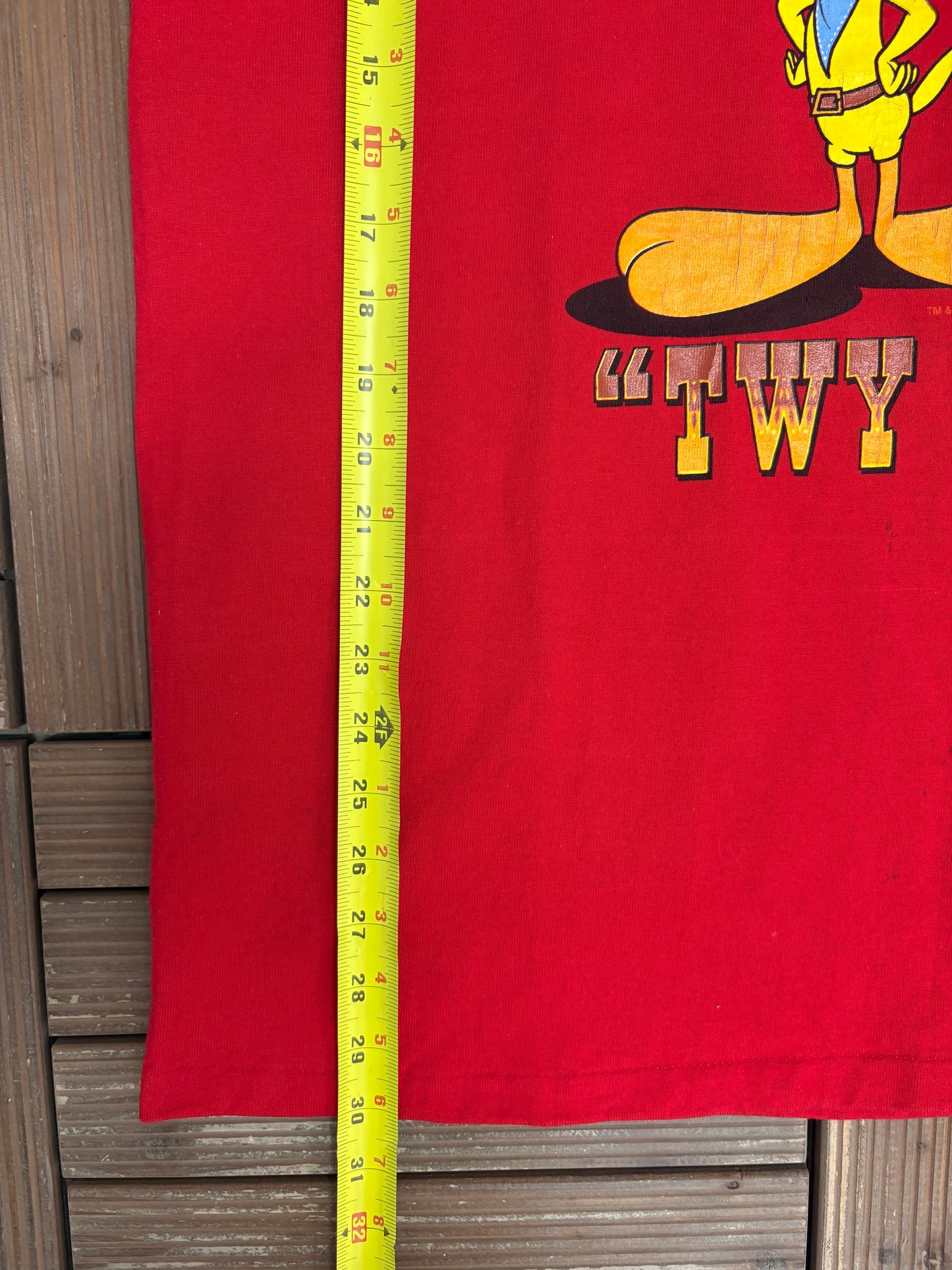 Tweety Bird Twy It! Graphic Tee | Size Medium | Vintage 1990s Cartoon Red T-Shirt |