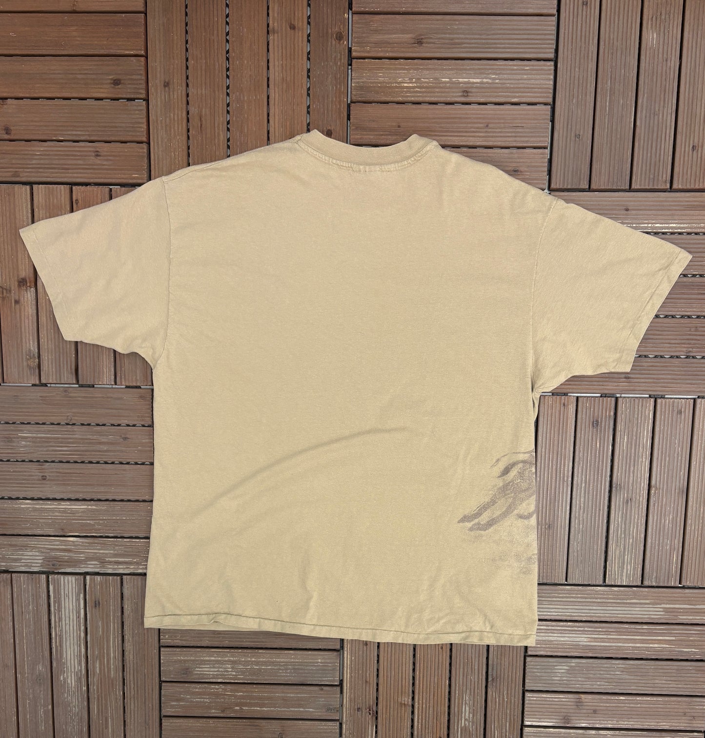 Zebra & Giraffe Big Print Graphic Tee | Size XX-Large | Vintage 1990s Animal Beige T-Shirt |